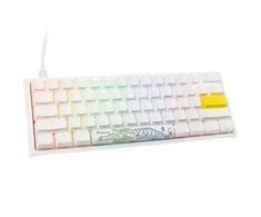 „Ducky One 2 Pro Mini Baltas Edition Klaviatūra žaidimams“, RGB LED – „Kailh Raudona“ (JAV) (SUPAKUOTI KAIP DOVANĄ = 3,