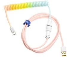 Klaviatūra Ducky Premicord Cotton Candy Coiled Cable susuktas klaviatūros laidas, USB-C į USB-A – 1,8m