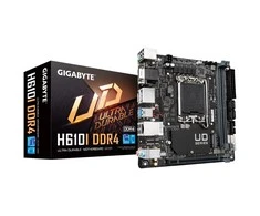 Pagrindinė plokštė Gigabyte Gigabaitas | H610I DDR4 1,0 M/B | Procesorių šeima Intel | Procesoriaus lizdas LGA1700 | DDR4 DIMM | Atminties lizdai 2 | Palaikomos standžiojo disko sąsajos SATA, M.2 | SATA jungčių skaičius 4 | Mikroschemų rinkinys Intel H610 Express | Mini-ITX