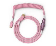 Glorious Coiled Cable susuktas klaviatūros laidas Prism Rožinė, USB-C į USB-A – 1,37m, rožinės spalvos