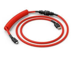 Klaviatūra Glorious GMMK Coiled Cable susuktas klaviatūros laidas Crimson Raudona, USB-C į USB-A – raudonos ir juodos spalvos