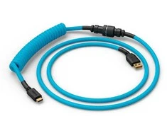 Klaviatūra Glorious GMMK Coiled Cable susuktas klaviatūros laidas Electric Mėlyna, USB-C į USB-A – mėlynos ir juodos spalvos