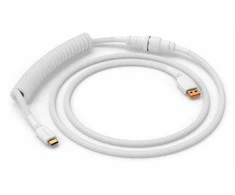 Klaviatūra Glorious GMMK Coiled Cable susuktas klaviatūros laidas Ghost Baltas, USB-C į USB-A – baltos spalvos