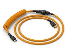 Klaviatūra Glorious GMMK Coiled Cable susuktas klaviatūros laidas Glorious Gold, USB-C į USB-A – auksinės ir juodos spalvos