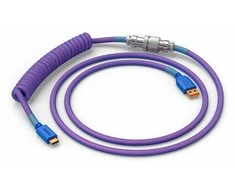 Klaviatūra Glorious GMMK Coiled Cable susuktas klaviatūros laidas Nebula, USB-C į USB-A – violetinės ir sidabro spalvos