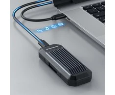 Graugear „Graugaer“ pilkas išorinis korpusas M.2 NVMe SSD, USB-A ir USB-C kabeliams
