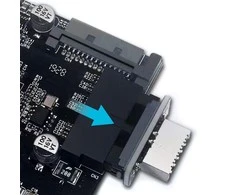 „Graugear Pilkas“ vidinė 19 kontaktų jungtis (USB 3.0) į USB 3.1 E tipo 20 kontaktų A tipo jungtį – 180 laipsnių