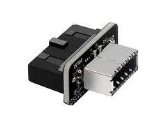 „Graugear Pilkas“ vidinė 19 kontaktų jungtis (USB 3.0) į USB 3.1 E tipo 20 kontaktų A tipo jungtį – 180 laipsnių