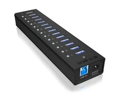 ICY BOX IB-AC6113 13x prievadas USB 3.0 šakotuvas su USB įkrovimo prievadu Juodas