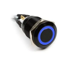 Impactics Vandalism Switch 19mm, IP65, mėlynas LED – juodos spalvos