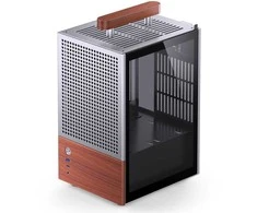 Jonsbo T6 kompiuterio korpusas, Mini-Tower, Mini-ITX, grūdintas stiklas, mediena – Sidabrinis
