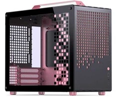 Jonsplus Z20 Micro-ATX case, with carrying handle – juodas/pink