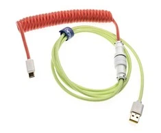 Ducky Premicord Strawberry Frog Coiled Cable susuktas klaviatūros laidas, USB-C į USB-A – 1,8m