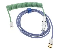 Ducky Premicord Iris Coiled Cable susuktas klaviatūros laidas, USB-C į USB-A – 1,8m