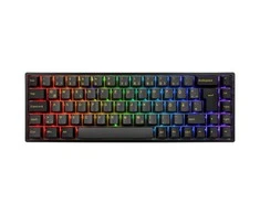 AKKO 3068B Plus Juodas&amp;auksinis Belaidė klaviatūra žaidimams, mechanisch, RGB - V3 Kreminis Geltona, ISO (DE), juodas
