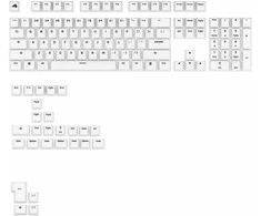 Klaviatūra Glorious GPBT Basics Keycaps, ANSI išdėstymas US, PBT, Dye-Sub – Classic Baltas