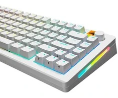 Klaviatūra Glorious GPBT su pašvietimu Keycaps, ANSI išdėstymas US, PBT, Dye-Sub – baltos spalvos
