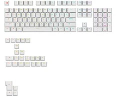 Klaviatūra Glorious GPBT su pašvietimu Keycaps, ANSI išdėstymas US, PBT, Dye-Sub – baltos spalvos