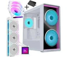 Lian Li LANCOOL 217 INF PC-Gehäuse Bundle + HydroShift II LCD-S 360TL AIO + 3x UNI FAN SL-INF 120 Reverse Blade Lüfter - baltas
