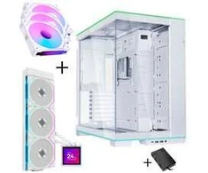 Lian Li O11 Dynamic EVO RGB PC-Gehäuse Bundle HydroShift II LCD-S 360TL AiO + 3x UNI FAN SL-INF 120 Reverse Blade Lüfter - baltas