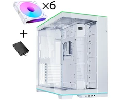 Lian Li O11 Dynamic EVO RGB PC Case Bundle, Mid-Tower, ARGB, Tempered Glass + 6x UNI FAN SL-INF Reverse Blade Fans - Baltas