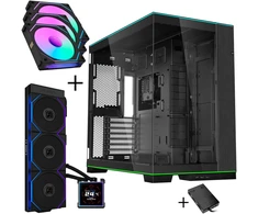 Lian Li O11 Dynamic EVO RGB PC Case Bundle + HydroShift II LCD-S 360TL AiO + 3x UNI FAN SL-INF 120 Reverse Blade Fans - Juodas