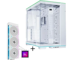Lian Li O11 Dynamic EVO RGB kompiuterio korpuso rinkinys + HydroShift II LCD-S 360TL AiO - balta
