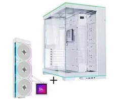 Lian Li O11 Dynamic EVO RGB kompiuterio korpuso rinkinys + HydroShift II LCD-S 360TL AiO - balta