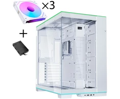 Lian Li O11 Dynamic EVO RGB PC Case Bundle, Mid Tower, ARGB, Tempered Glass + 3x UNI FAN SL-INF Reverse Blade Fans - Baltas