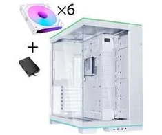 Lian Li O11 Dynamic EVO RGB PC Case Bundle, Mid-Tower, ARGB, Tempered Glass + 6x UNI FAN SL-INF Reverse Blade Fans - Baltas