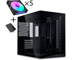 Lian Li O11 Dynamic Mini V2 "Flow" UNI FAN SL INF Edition - juodas - 5x UNI FAN SL-INF 120 ARGB Reverse Blade PWM fans - 120mm (Including controller)
