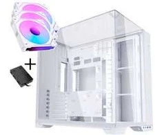 Lian Li O11 Vision Compact - baltas + 3x UNI FAN SL-INF 120 ARGB Reverse Blade PWM Lüfter - 120mm (Ink. Controller)