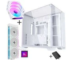 Lian Li O11 Vision Compact - baltas + 3x UNI FAN SL-INF 120 ARGB Reverse Blade Lüfter - 120mm + HydroShift II LCD-S 360TL AiO-Wasserkühlung, 360mm