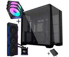 Lian Li O11 Vision Compact PC-Gehäuse Bundle + HydroShift II LCD-S 360TL AiO + 3x UNI FAN SL-INF 120 Reverse Blade Lüfter - juodas