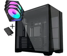 Lian Li O11 Vision Compact PC Case Bundle + 3x UNI FAN SL-INF 120 Reverse Blade Fans - Juodas