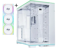 Lian Li O11D EVO RGB, Tempered Glass - baltas + UNI FAN SL Wireless ARGB PWM Fans, 3-pack including controller - 120mm