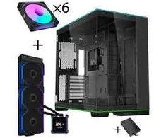 Lian Li O11D EVO RGB PC-Gehäuse Bundle + HydroShift II LCD-S 360TL AiO + 6x UNI FAN SL-INF 120 Reverse Blade Lüfter + UNI HUB SL-INF - juodas