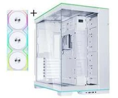 Lian Li O11D EVO RGB, Tempered Glass - baltas + UNI FAN SL Wireless ARGB PWM Lüfter, 3er-Pack inkl. Controller - 120mm