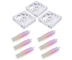 Lian Li UNI FAN P28 Lüfter, 3er Pack - 120mm, baltas + 6x Side ARGB Stripes