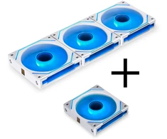 Lian Li UNI FAN SL-INF 120 ARGB PWM Fans, 3-pack including controller - 120mm, baltas + 1x UNI FAN SL-INF 120 ARGB PWM Fan - 120mm