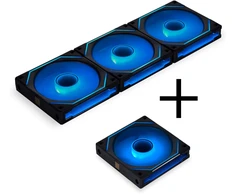 Lian Li UNI FAN SL-INF 120 ARGB PWM Fan, 3-pack including controller - 120mm, juodas + 1x UNI FAN SL-INF 120 ARGB PWM Fan - 120mm