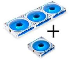 Lian Li UNI FAN SL-INF 120 ARGB Reverse Blade PWM Lüfter, 3er Pack inkl. Controller - 120mm, baltas + 1x UNI FAN SL-INF 120 ARGB PWM Lüfter, 120mm