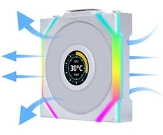 Lian Li UNI FAN SL Wireless LCD korpuso ventiliatorius, ARGB, PWM – Reverse Blade, 120 mm, baltos spalvos