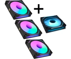 Lian Lian Li "4-Pack" - 3x UNI FAN SL-INF 120 ARGB Reverse Blade PWM Fans &amp; 1x Standard Blade, 120mm - juodas (Without Controller)