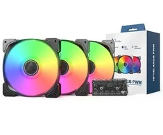 Montech HP140 PWM ARGB korpuso ventiliatorius, 3er Pack – 140mm, juodos spalvos