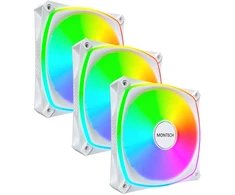 „Montech RX120 PRO PWM“ reversinis ventiliatorius, ARGB®, 3 vnt. pakuotė, 120 mm, baltas