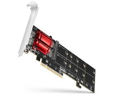 Axagon PCEM2-ND PCIE 2X NVME M.2 CONTROLLERPCI-Express x8 vidinis valdiklis, skirtas dviejų NVMe M.2 SSD diskų prijungimui prie kompiuterio. Palaiko pagrindines plokštes be PCIe Bifurcation.