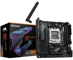 Pagrindinė plokštė Gigabyte B850I AORUS PRO | Procesorių šeima AMD | Procesoriaus lizdas AM5 | DDR5 | Palaikomos standžiojo disko sąsajos SATA, M.2 | SATA jungčių skaičius 2