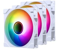 PHANTEKS M25 Gen2 PWM D-RGB korpuso ventiliatorius 3er-Pack – Reverse Blade, 140mm, baltos spalvos