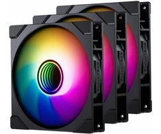 PHANTEKS M25 Gen2 PWM D-RGB korpuso ventiliatorius 3er-Pack – Reverse Blade, 140mm, juodos spalvos